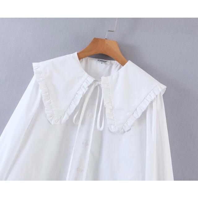 ZARA(ザラ)の💠6月新作🦋4600◆white ホワイト 襟 シャツ ブラウス レディースのトップス(シャツ/ブラウス(長袖/七分))の商品写真