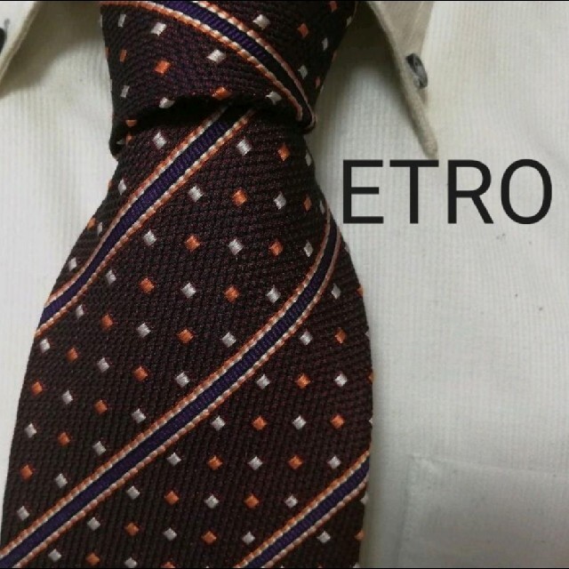 ETRO(エトロ)の高級★ETRO  エトロ★気品溢れるストライプ小紋柄ネクタイ★イタリア製シルク メンズのファッション小物(ネクタイ)の商品写真