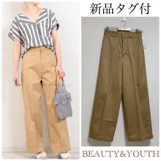 ビューティアンドユースユナイテッドアローズ(BEAUTY&YOUTH UNITED ARROWS)の【新品タグ付】BEAUTY&YOUTHチノワイドパンツ＊ベージュ　Mサイズ(チノパン)