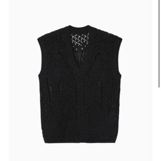 マメ(mame)のmame Lace Knitted V Neck Vest - black(ベスト/ジレ)