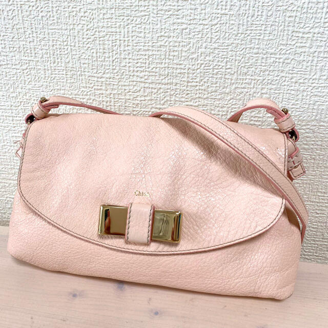 激レア  クロエ　Chloe　ショルダーバッグ 2way シボ革　ピンク