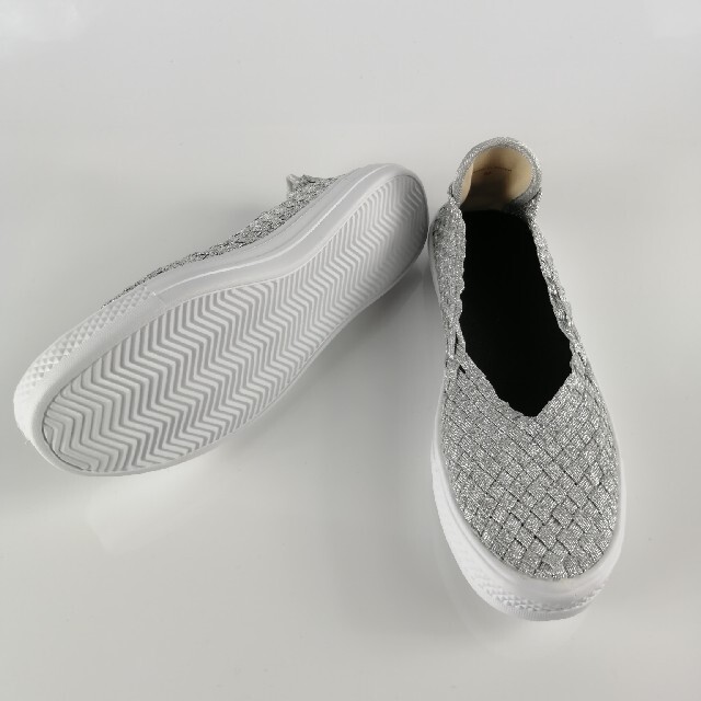 ゴムメッシュ編み込みスニーカー M シルバー レディースの靴/シューズ(スニーカー)の商品写真