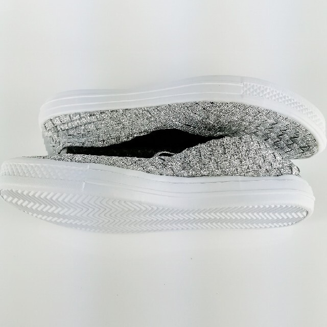 ゴムメッシュ編み込みスニーカー M シルバー レディースの靴/シューズ(スニーカー)の商品写真