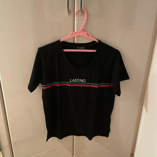 ワンウェイ(one*way)のブラック　ラインロゴプリントTシャツ Oneway(Tシャツ(半袖/袖なし))
