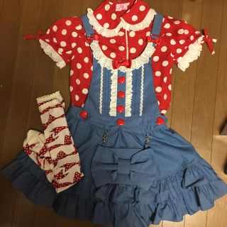 アンジェリックプリティー(Angelic Pretty)のアンプリセット♡サロペットブラウスオーバーニー(ミニワンピース)