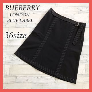 バーバリーブルーレーベル(BURBERRY BLUE LABEL)の★大人気★バーバリー ロンドン ブルーレーベル 膝丈 スカート 黒(ひざ丈スカート)