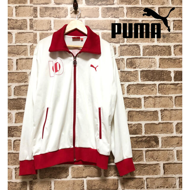 PUMA プーマ　トラックジャケット　白×赤　JAPANデザイン　日本　ジャージ