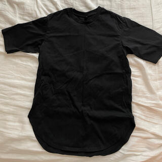 ユニクロ(UNIQLO)のユニクロ　スムースコットンラウンドヘムロングT 黒　ブラック　S(Tシャツ(半袖/袖なし))