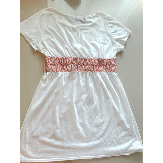 Jewel Changes(ジュエルチェンジズ)のユナイテッドアローズ　JewelChanges  リボンTシャツ　ピンク レディースのトップス(Tシャツ(半袖/袖なし))の商品写真