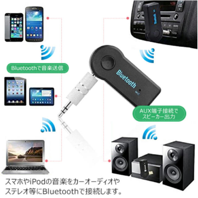 Bluetooth レシーバー 簡単接続 カー用品 音楽 自動車/バイクの自動車(カーオーディオ)の商品写真