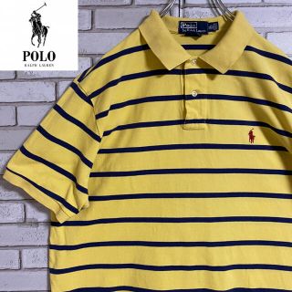 ポロラルフローレン(POLO RALPH LAUREN)の90s 古着 ポロ ラルフローレン ボーダーポロシャツ 刺繍ロゴ ゆるだぼ(ポロシャツ)