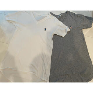 ジーユー(GU)のラウンドヘムTシャツ　GU ホワイト　グレー　セット(Tシャツ(半袖/袖なし))
