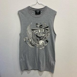 ハーレーダビッドソン(Harley Davidson)の【一点モノ】ハーレーダビッドソン ノースリーブ　デカロゴ　グレー  古着(タンクトップ)