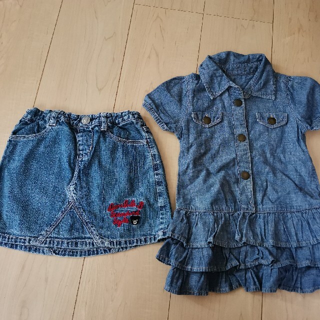 DOUBLE.B(ダブルビー)のdouble B gap 90 デニムワンピースと スカート キッズ/ベビー/マタニティのキッズ服女の子用(90cm~)(スカート)の商品写真