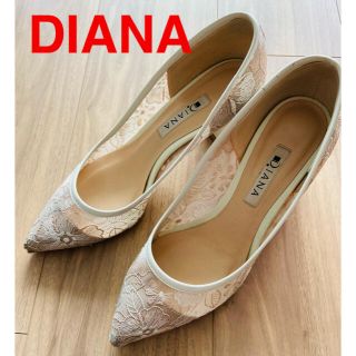 ダイアナ(DIANA)の【再値下げ】DIANA パンプス　ホワイト✖︎ピンク　レース(ハイヒール/パンプス)