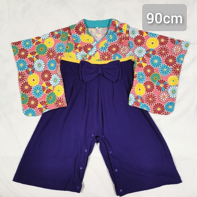 90cm 女の子 お食い初め 七五三 袴 袴ロンパース キッズ/ベビー/マタニティのキッズ服女の子用(90cm~)(和服/着物)の商品写真