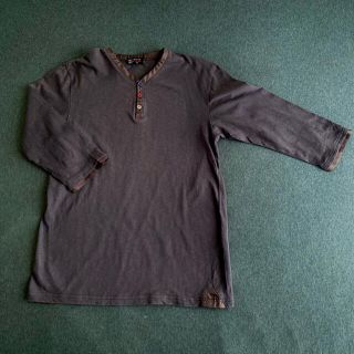 ミッシェルクランオム(MICHEL KLEIN HOMME)のMICHEL KLEIN homme 七分袖Tシャツ 茶×グレー(Tシャツ/カットソー(七分/長袖))