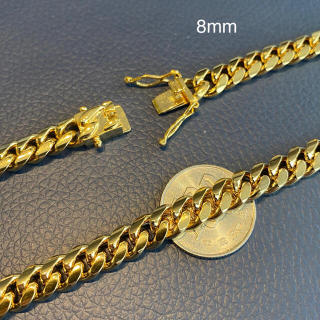 8mm x 28インチ YG 18KGP マイアミ キューバンリンク チェーンの通販