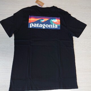 パタゴニア(patagonia)のL パタゴニア P-6 sleeve T-shirt 39045 波 ロゴ  黒(Tシャツ/カットソー(半袖/袖なし))