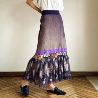 アメリヴィンテージ(Ameri VINTAGE)のameri vintage アメリ ヴィンテージ レースニットスカート M(ロングスカート)