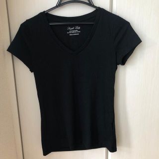 ジーユー(GU)のGU Vネック　タイトTシャツ　黒(Tシャツ(半袖/袖なし))