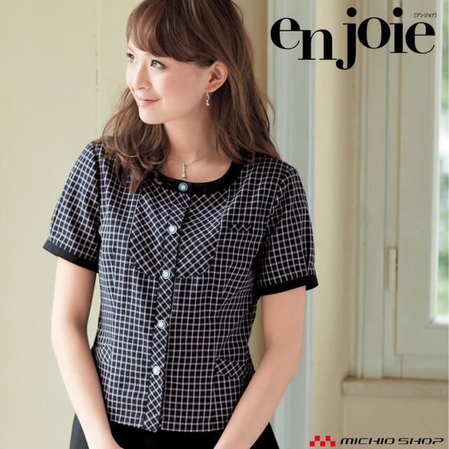 定番人気HOT 事務服 制服 en joie アンジョア オーバーブラウス 26360 ミチオショップPayPayモール店 通販  PayPayモール