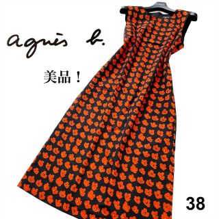 アニエスベー(agnes b.)の美品 アニエス ベー agnes.b ノースリーブ ワンピース 花柄 総柄 38(ひざ丈ワンピース)