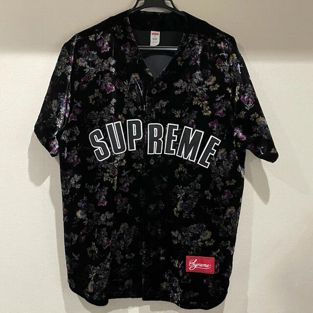 Supreme Floral Velour Baseball Jersey M