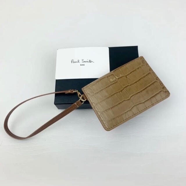 新品 Paul Smith ストラップ　カード　パスケース　定期　クロコ型押し