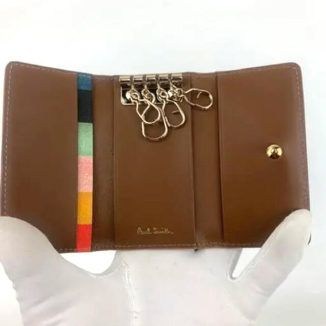 Paul Smith(ポールスミス)の新品　Paul Smithポールスミス　クロコ型押し　ブラウン　マルチストライプ レディースのファッション小物(キーケース)の商品写真