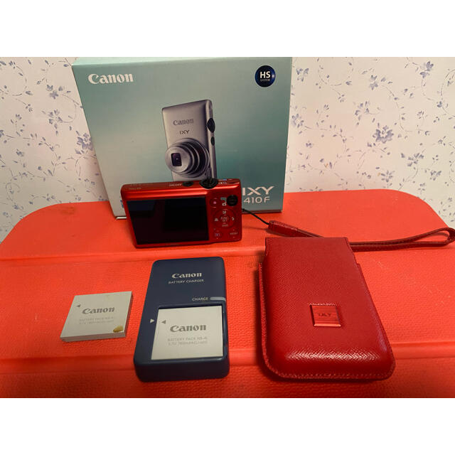 Canon(キヤノン)のCanon デジカメ　IXY 410F レッド　純正ケース　バッテリー2個付 スマホ/家電/カメラのカメラ(コンパクトデジタルカメラ)の商品写真