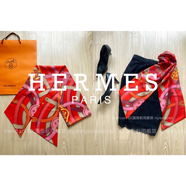 HERMES エルメス マキシツイリー 赤 レッド ツイリー リボン スカーフ