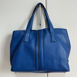 トッズ(TOD'S)のトッズ　TOD‘S レザートートバッグ　中古　ブルー　メンズライン(トートバッグ)