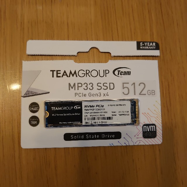 NVMe M.2 SSD 512GB Team Group MP33