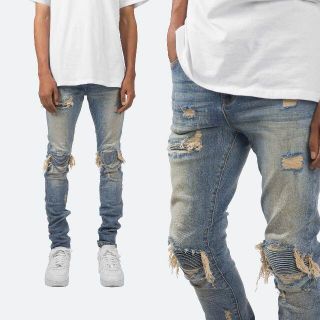 フィアオブゴッド(FEAR OF GOD)の新品☆mnml ストレッチデニム ダメージ 裾ジップ ストレッチ(デニム/ジーンズ)