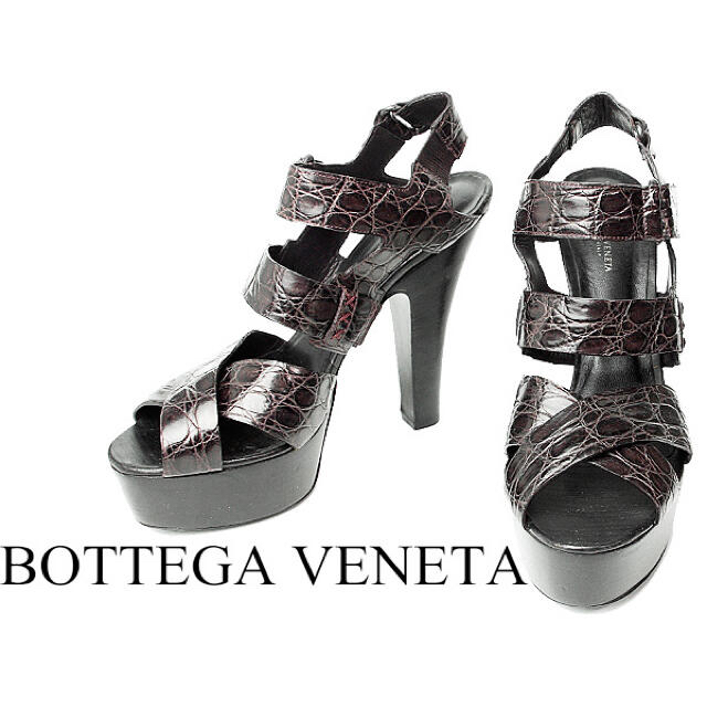 Bottega Veneta(ボッテガヴェネタ)のBOTTEGA VENETA クロコダイルボッテガヴェネタレザーサンダル38.5 レディースの靴/シューズ(サンダル)の商品写真