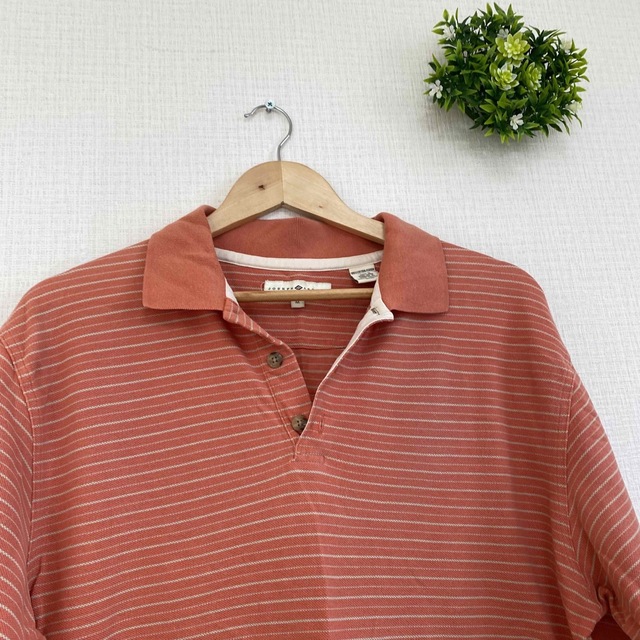 アメリカン　オレンジポロシャツ　古着 Mサイズ　レトロ メンズのトップス(ポロシャツ)の商品写真