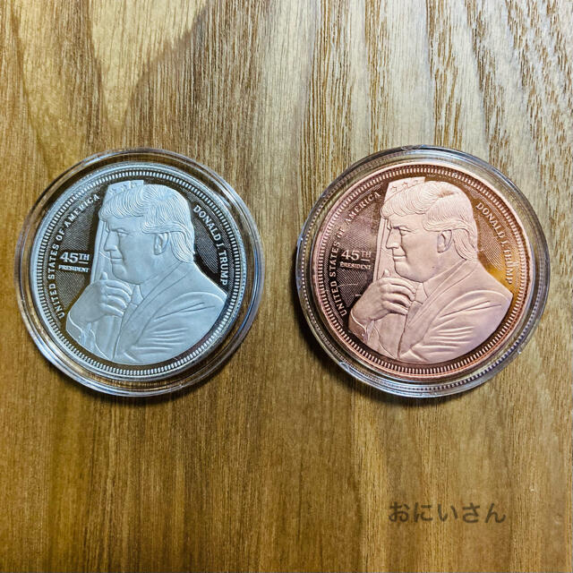 トランプ大統領　1オンス 銀貨　銅貨　フラッグ　2枚セットMAGA