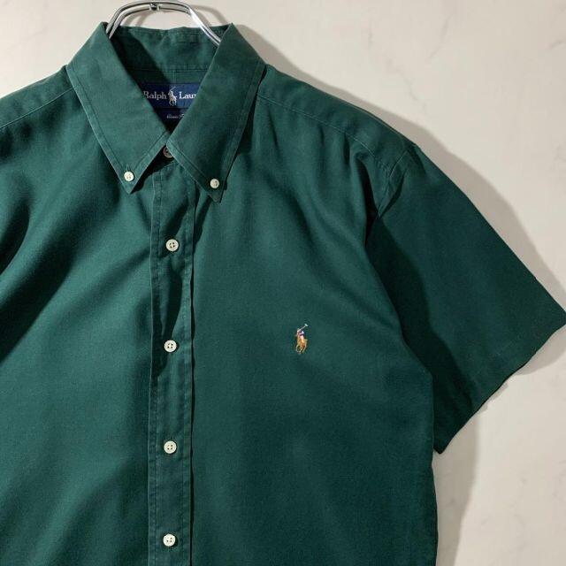 ラルフローレン　BDシャツ　半袖　グリーン　美品　夏服　メンズ メンズのトップス(シャツ)の商品写真
