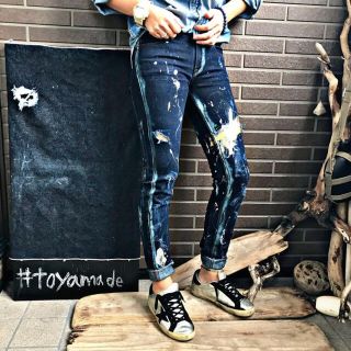 TOYAMAde. ブラックスキニー【ユニセックス】カラフルペイントパンツ