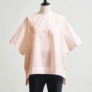 ドゥロワー(Drawer)の【美品】yori ハシゴレース ワイドブラウス ピンク(カットソー(半袖/袖なし))