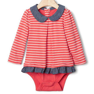 ベビーギャップ(babyGAP)の半額以下♡ babygap シャンブレーストライプボディダブル 90(Tシャツ/カットソー)