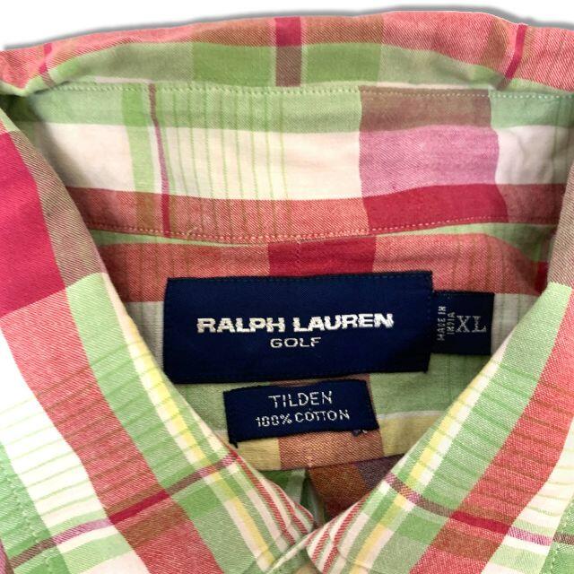 POLO RALPH LAUREN(ポロラルフローレン)の90s ラルフローレン ゴルフ マドラスチェック ボタンダウン 半袖シャツ XL メンズのトップス(シャツ)の商品写真