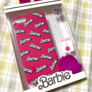 バービー(Barbie)の新品！バービーロゴファーチャーム付きiPhoneケース ハード6/7/8/SE2(iPhoneケース)
