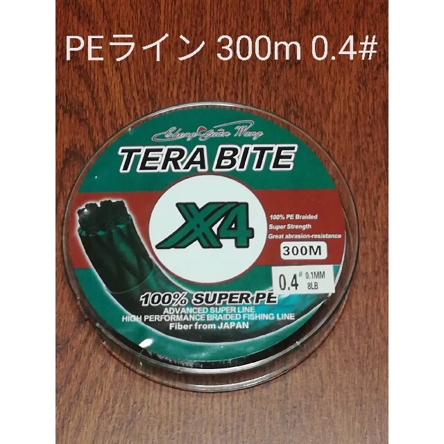 TERABITE PEライン(4本編み),300m巻,0.4# スポーツ/アウトドアのフィッシング(釣り糸/ライン)の商品写真