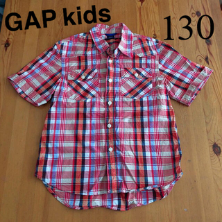 ギャップキッズ(GAP Kids)の【GAP kids】チェックシャツ  半袖　赤×オレンジ×水色×茶色  130(ジャケット/上着)