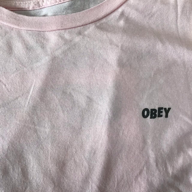 OBEY(オベイ)のOBEY オベイ　バックプリント　Tシャツ M メキシコ製　ピンク　桃　スケート メンズのトップス(Tシャツ/カットソー(半袖/袖なし))の商品写真