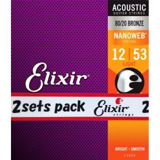 エリクシール(ELIXIR)の2個セット エリクサー アコースティックギター弦 #11052 012-.053(アコースティックギター)