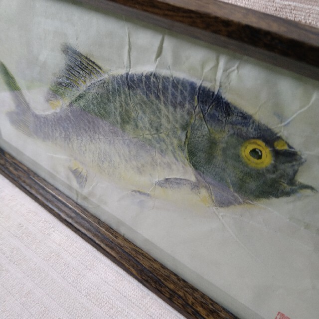 銀鮒　カラー魚拓原画　ロゴ入り ハンドメイドのインテリア/家具(アート/写真)の商品写真