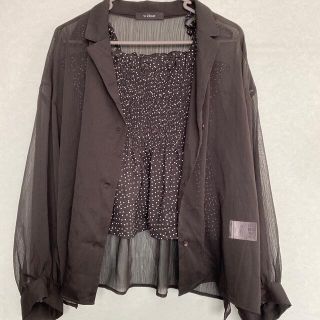 ダブルクローゼット(w closet)のシアーシャツ×ドットビスチェセット(シャツ/ブラウス(長袖/七分))